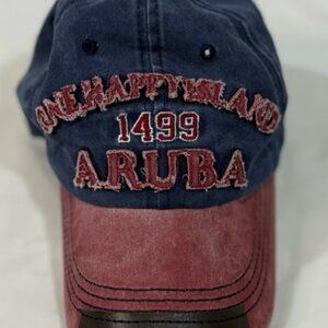 Aruba One Happy Island 1499 Unisex Baseball Hat Blue/Red Adjustable Size